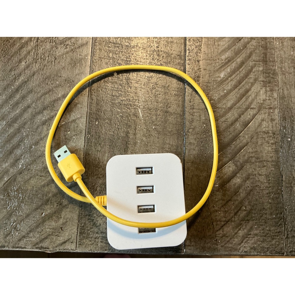 Sakar International 4 Port USB Charging Hub White Yellow Cable ES23-CH-TA